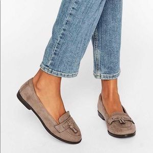 Grey tassel loafers